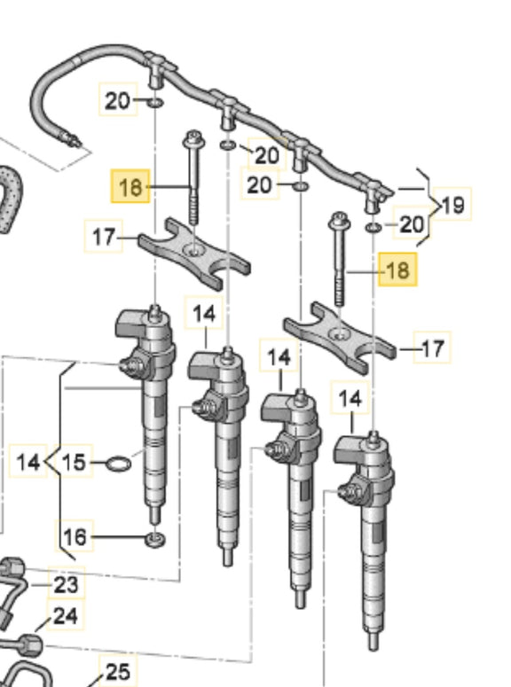 WHT004739 - Diesel Injector Clamp Bolt - Audi 8P/B8/8U/8R & Volkswagen ...