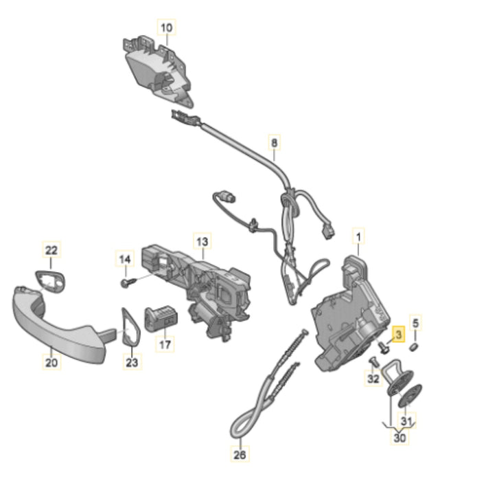 WHT005504A - Fillister head bolt (combi.) size M8x10 for Door Lock - Genuine Volkswagen