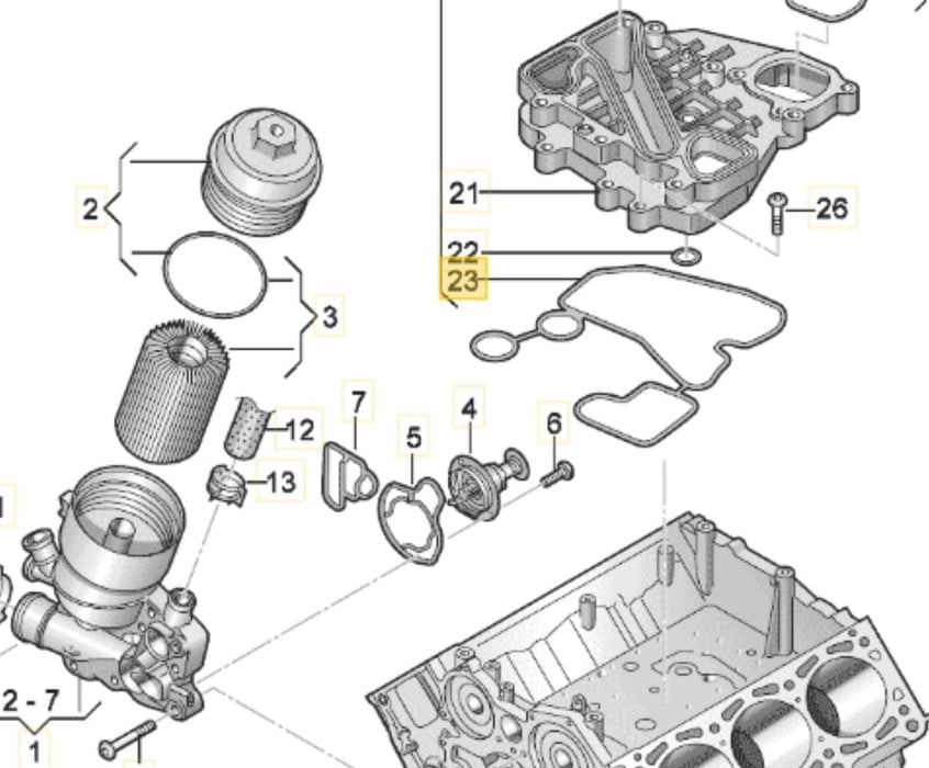 059117070 - Engine Oil Cooler Gasket - Volkswagen Touareg 3.0 V6 TDI 7P & Audi A4/A5/A6/A7 3.0 TDI.