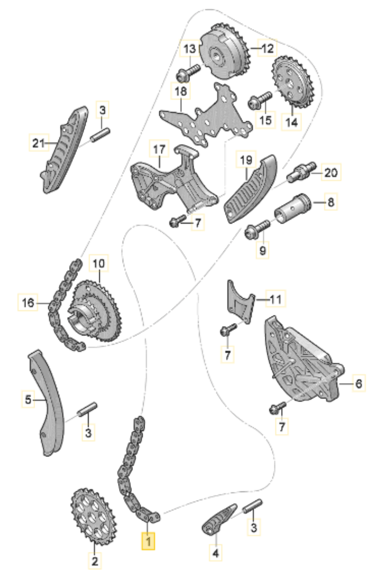 07K109158C - Lower Timing Chain - Audi 2.5T RS3/TTRS/RSQ3