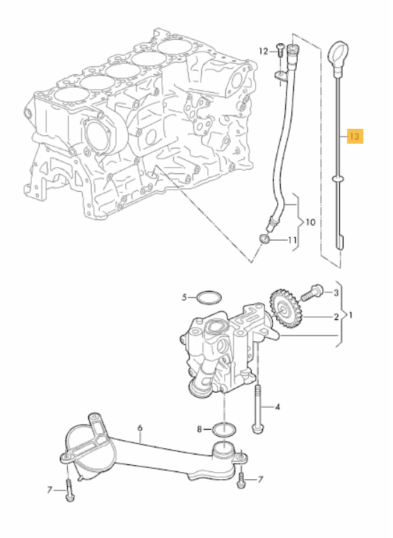 07K115611Q Genuine Oil Dipstick for Audi 2.5 TFSI Audi RS3/RSQ3/TT