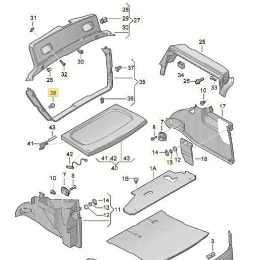 1J6863449B Y20 - Retainer Clip for luggage compartment - Volkswagen Golf MK4