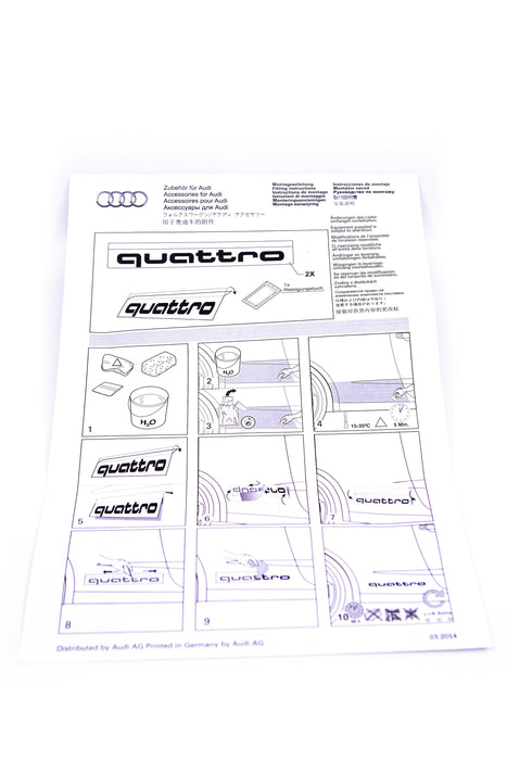 4G0064317 X7W - Audi  "Quattro" Decal/Sticker (Silver) (2 decals)