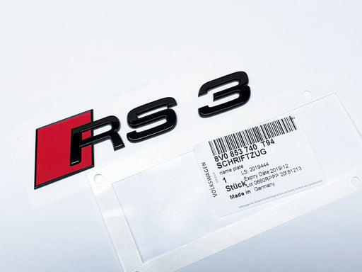 Audi 'RS3' Rear Badge Gloss Black - 8V0853740 T94 - Genuine