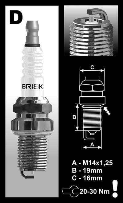 Brisk Racing DR12S Silver Spark Plug (x1) - Stage 2 EA113 & EA888 Gen 1 & B8/B8.5 AUDI S4/S5 & Q5/SQ5 3.0 TFSI - BRSK-DR12S