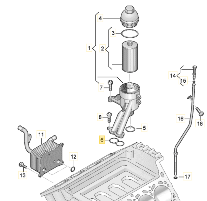 Gasket for Oil Filter Bracket - Audi 4.2L & 5.2L - RS4/RS5/S5 - 079103121BE
